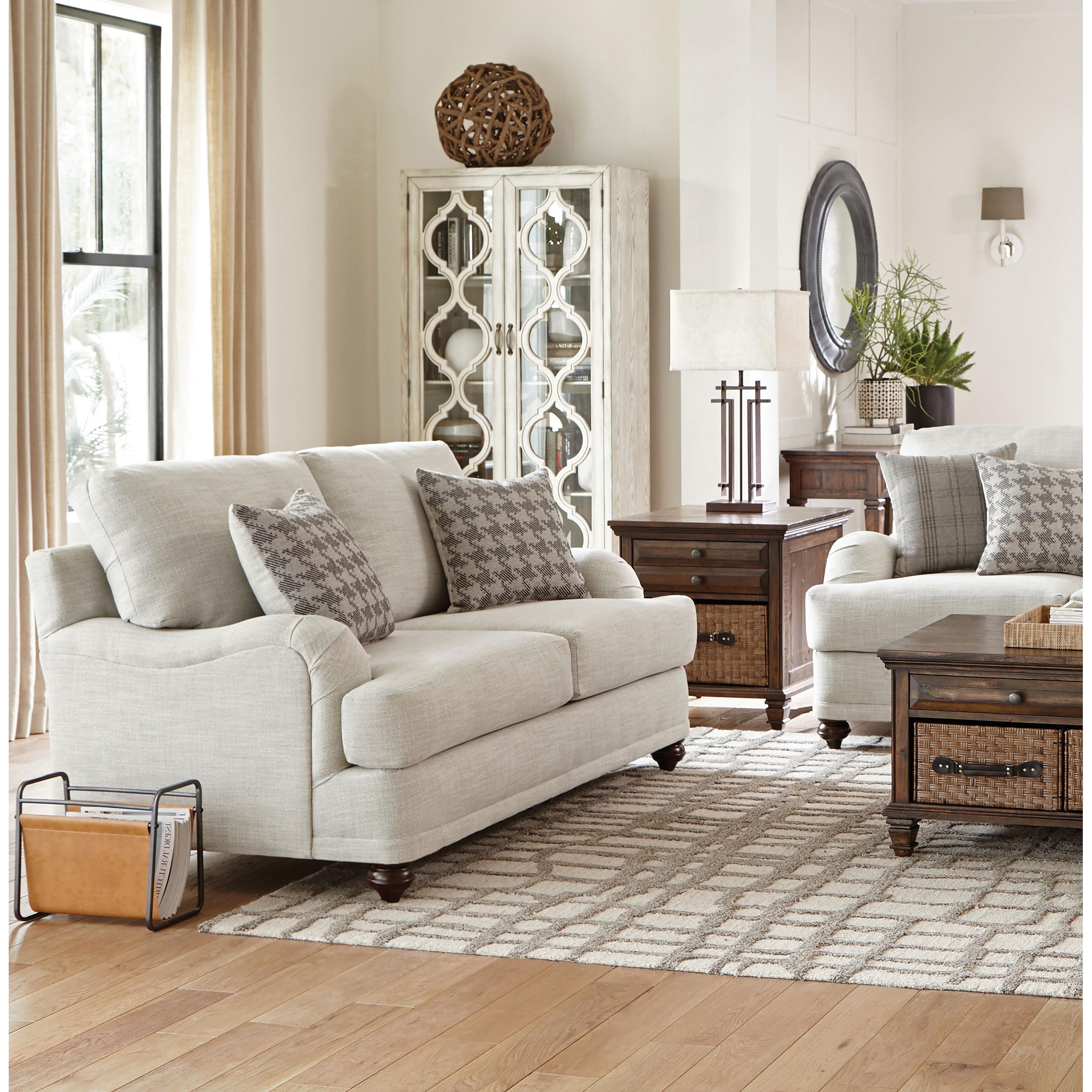 Coaster Furniture Glenn 511095 Upholstered English Arm Loveseat - Light Grey and Grey IMAGE 1